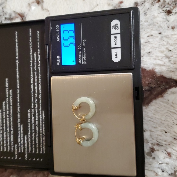 14k Jade Hoop Earrings - Picture 12 of 12